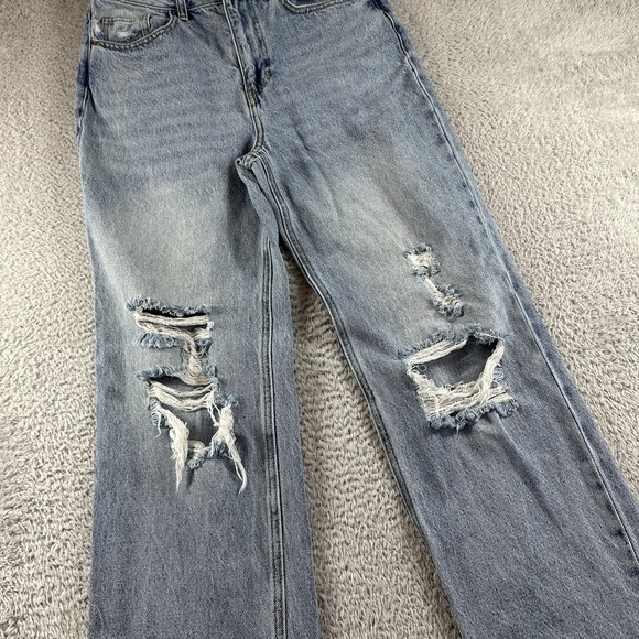 Pacsun Jeans‎ Womens 27 90s Boyfriend Retro Wide Leg Distress High Rise - Picture 2 of 11